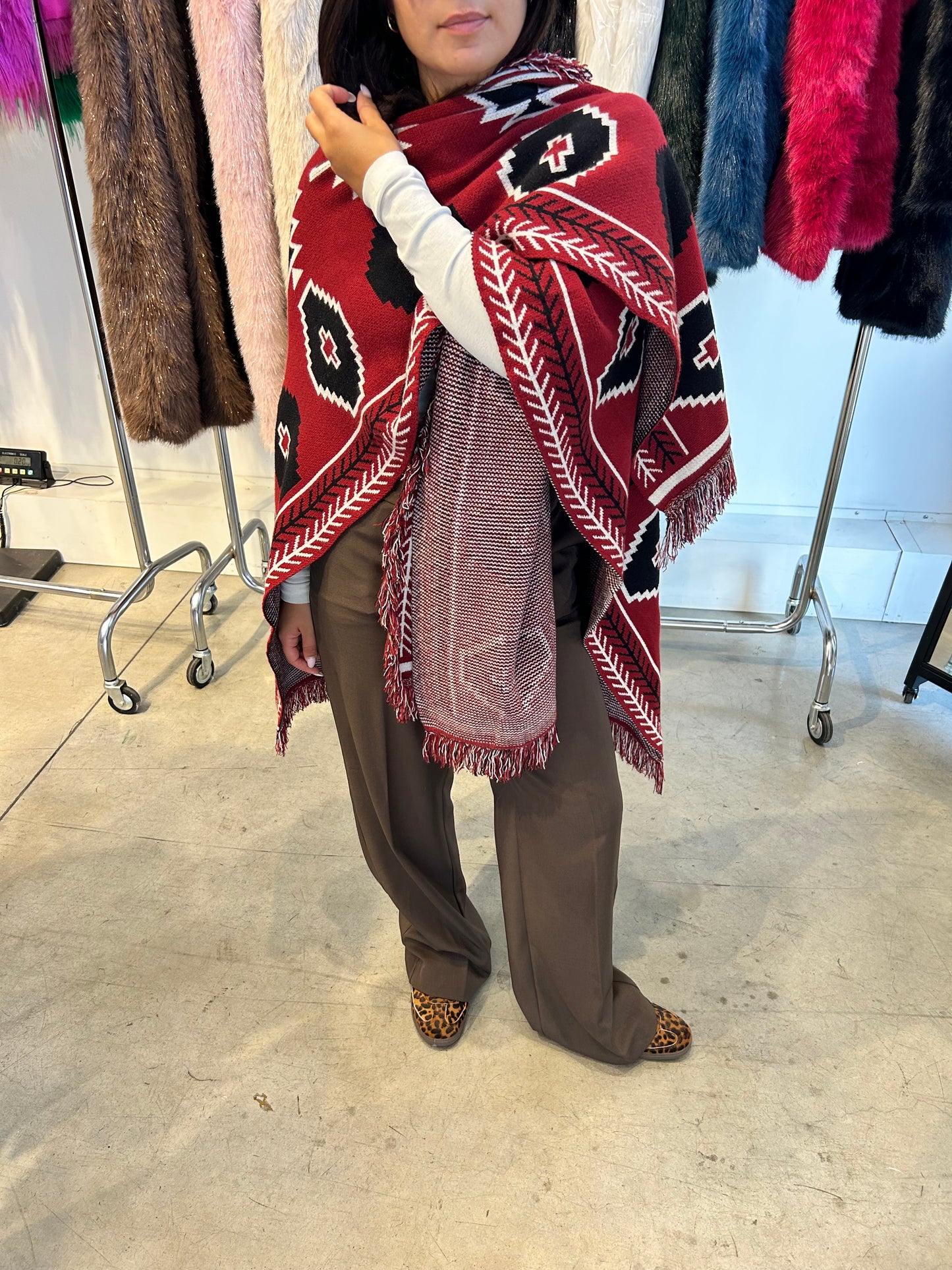 Pre order Poncho Bandana bordeaux
