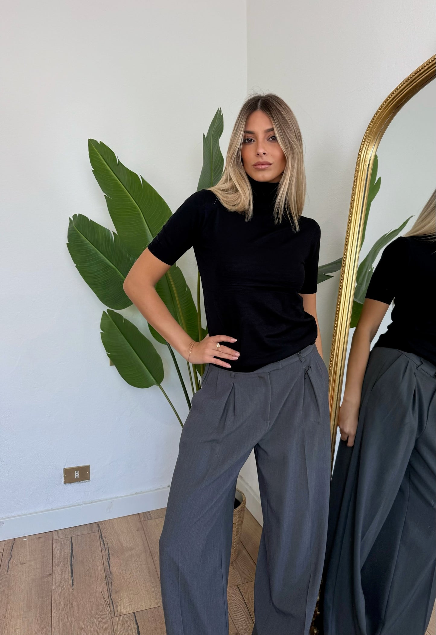 Pullover a collo alto nero
