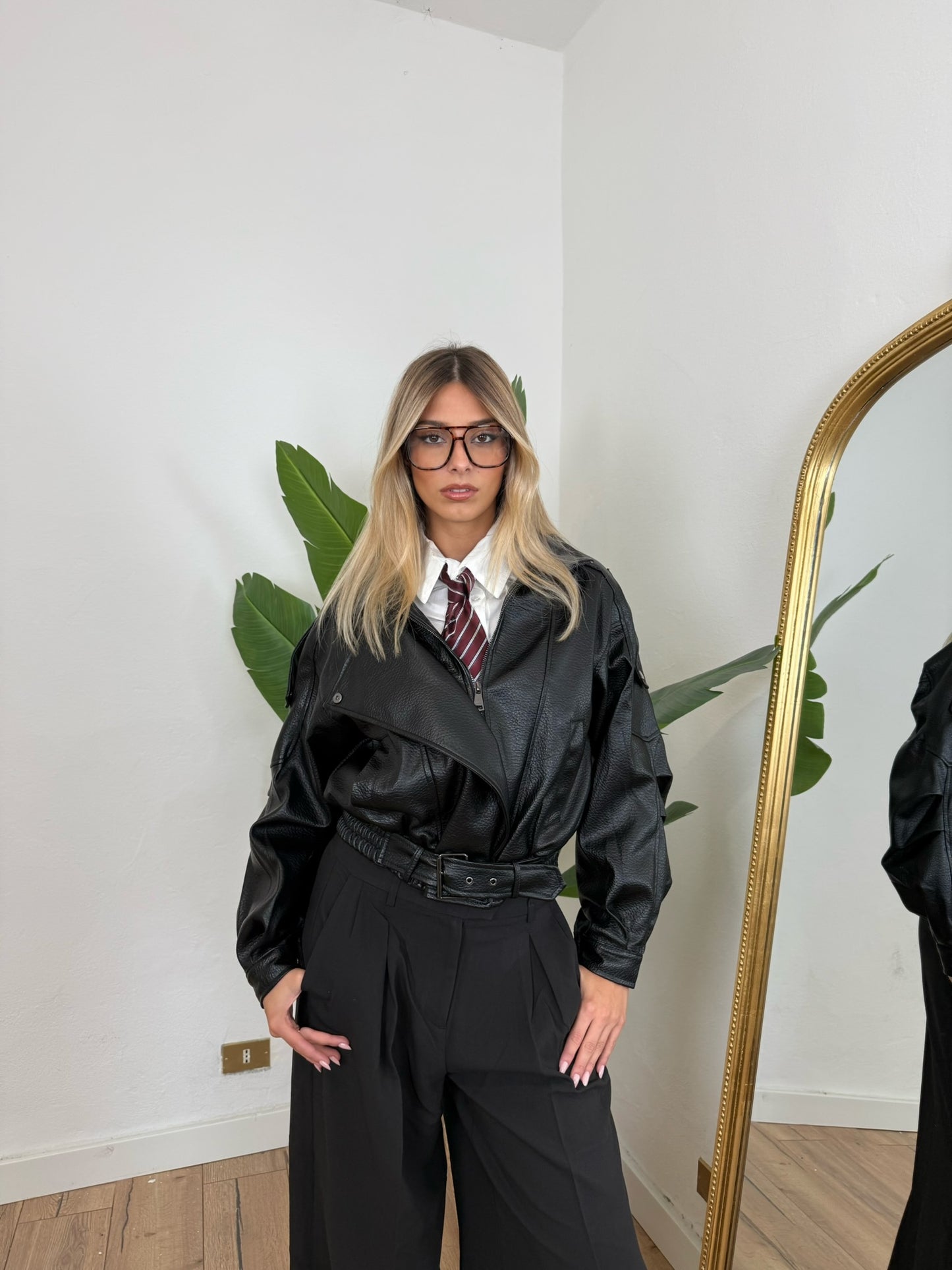 Giacca in pelle nera