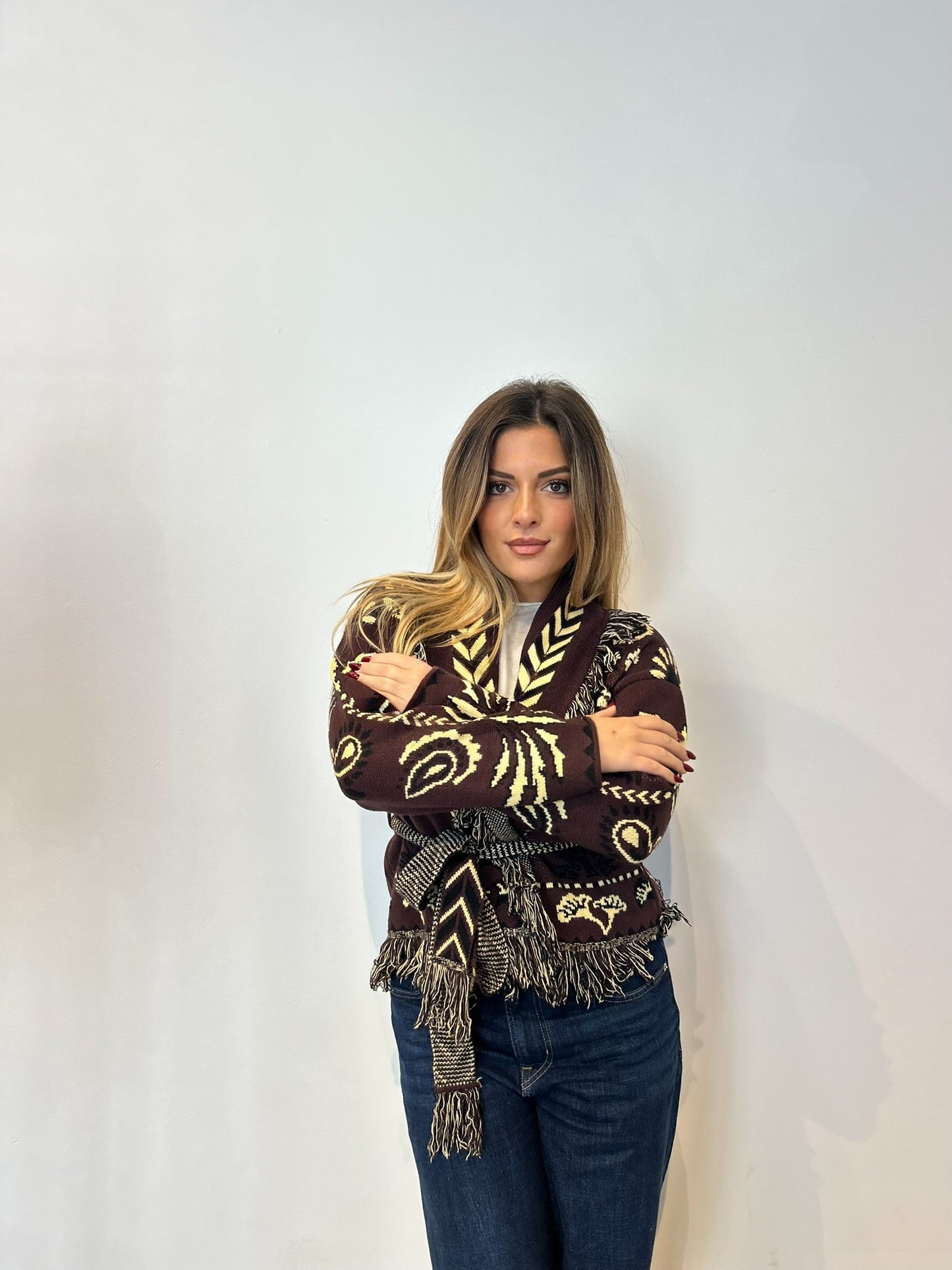 Pre order cardigan Cervinia corto marrone