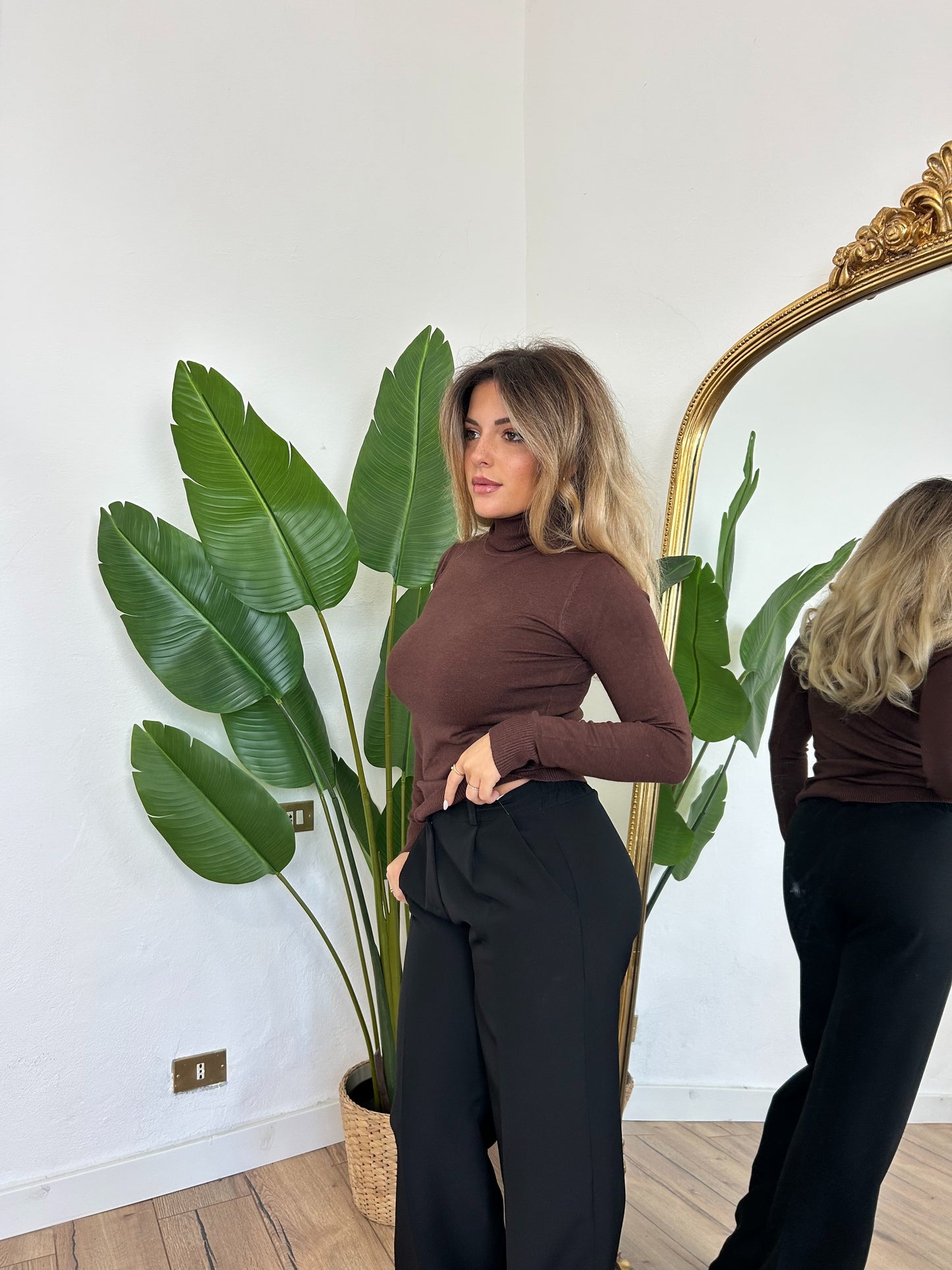 Pullover a maniche lunghe marrone