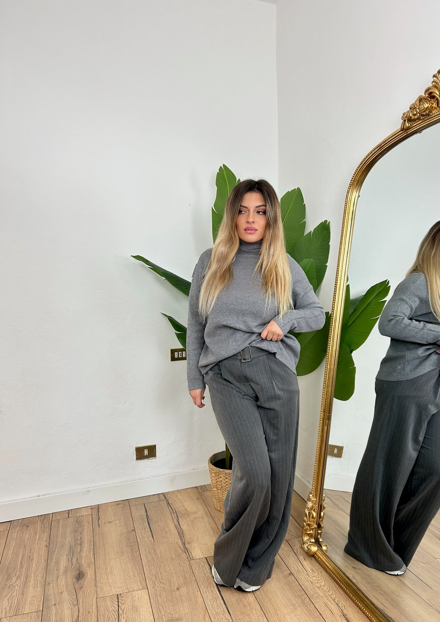 Pantalone gessato grigio