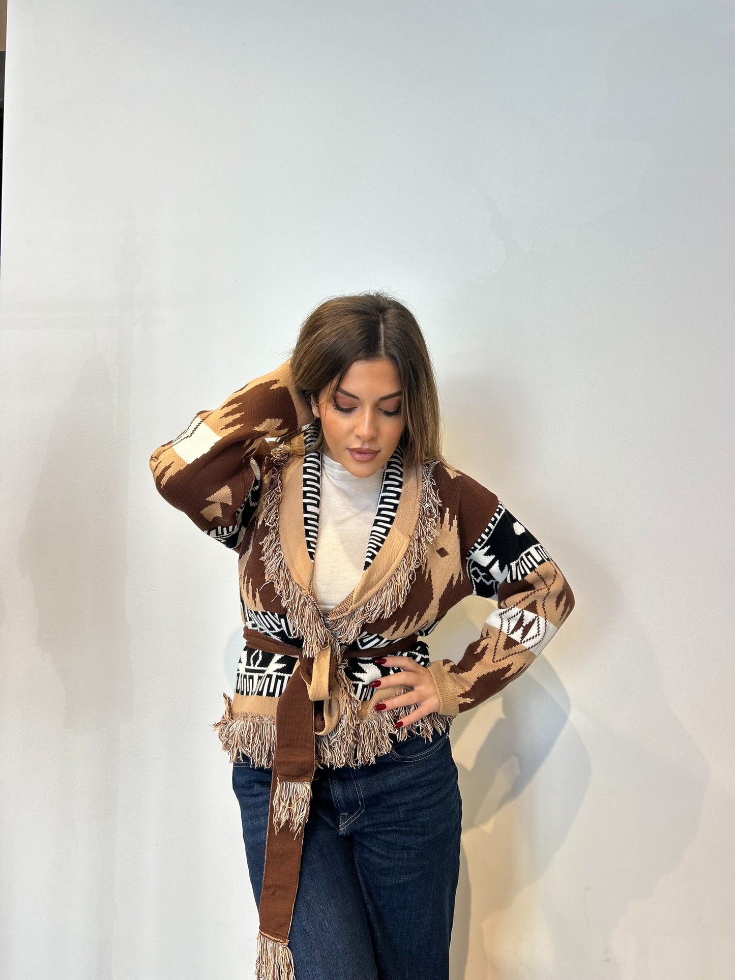 Pre order cardigan Madrid corto marrone