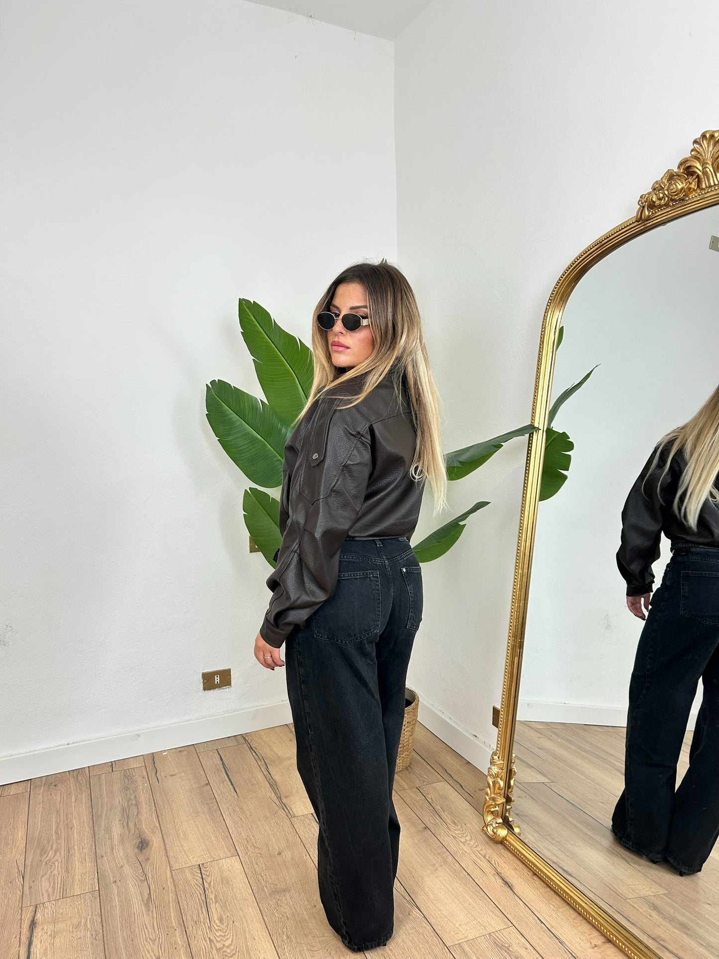 Giacca di pelle marrone