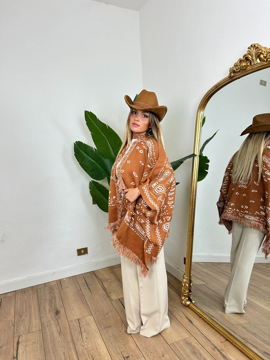 Pre order Poncho bandana cammello