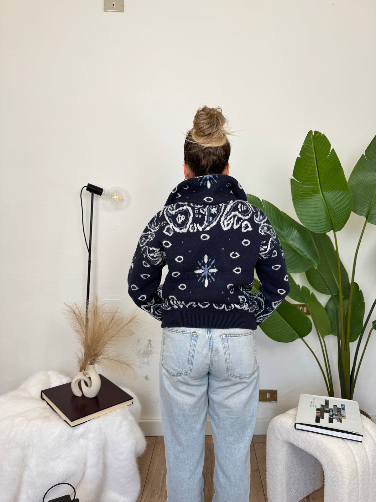 Cardigan ZIP BANDANA - blu