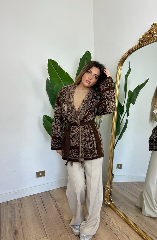 Cardigan Mexico marrone