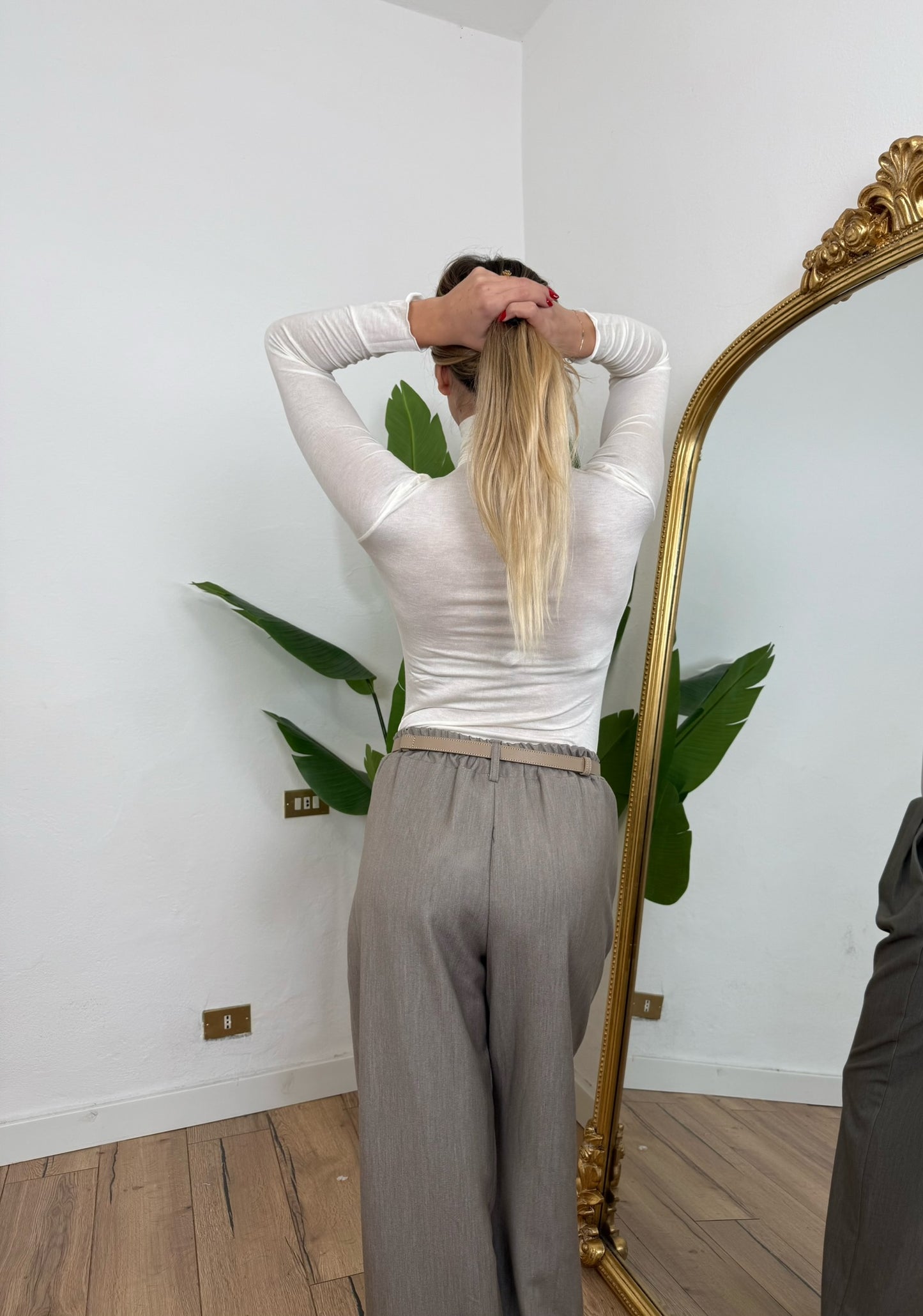 Maglia cashmere collo alto panna