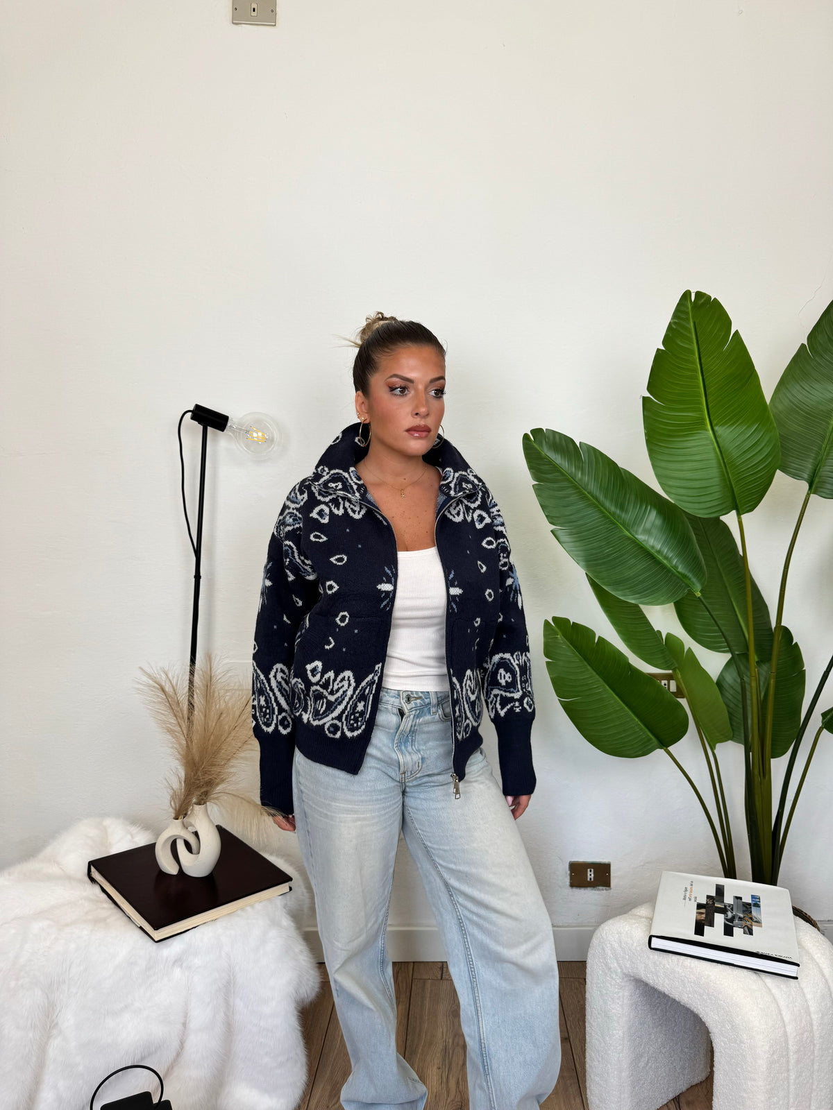 Cardigan ZIP BANDANA - blu