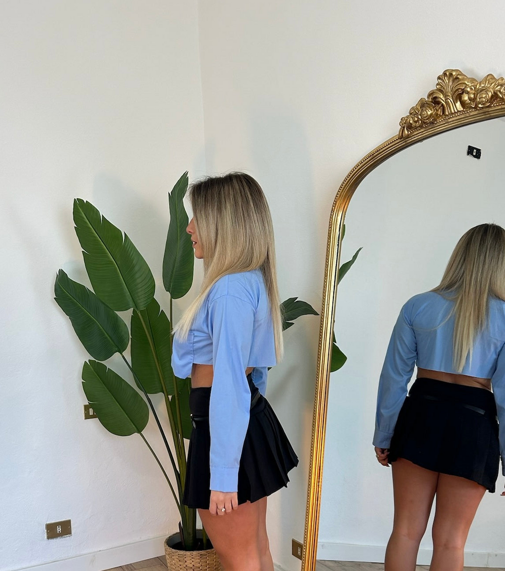 Camicia Crop Tasca Azzurra