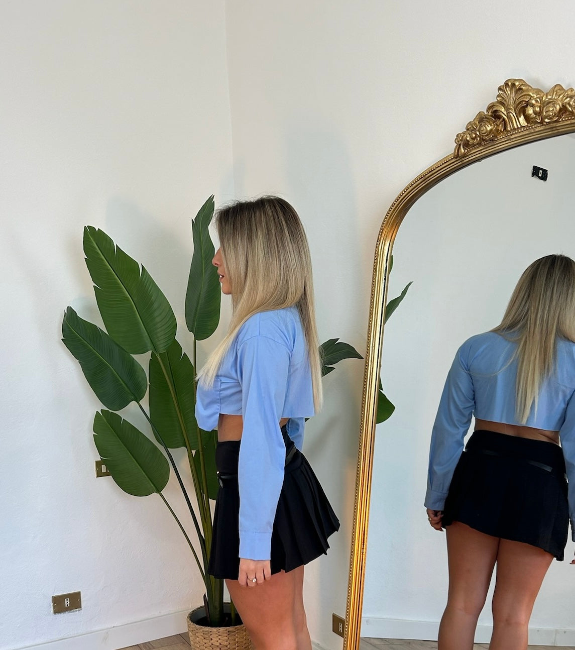 Camicia Crop Tasca Azzurra