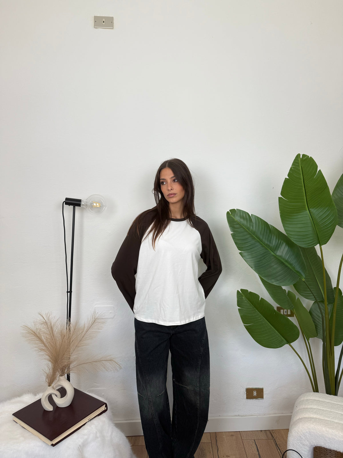 Longsleeve Baseball - marrone