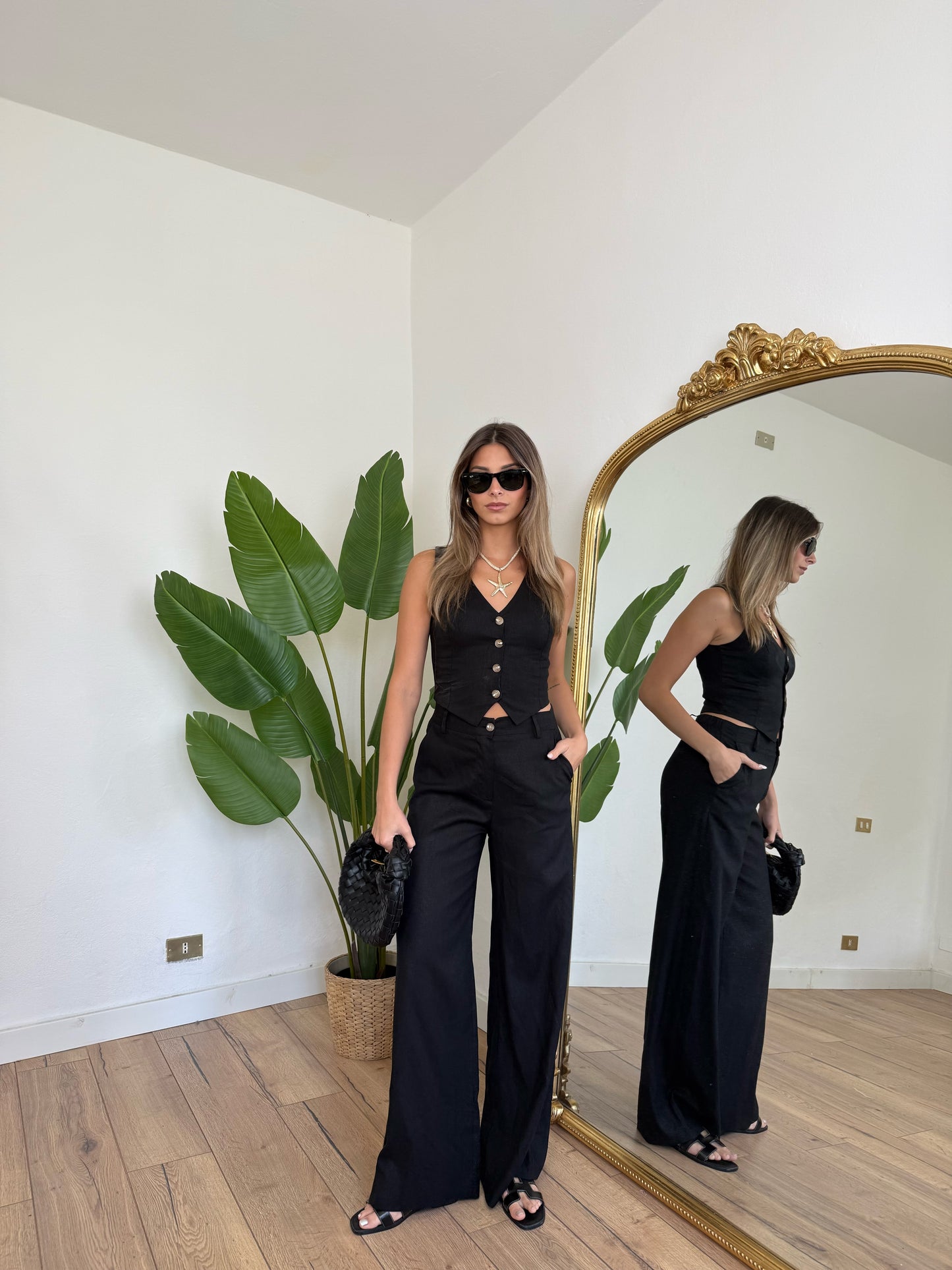 Coordinato Ischia in lino nero