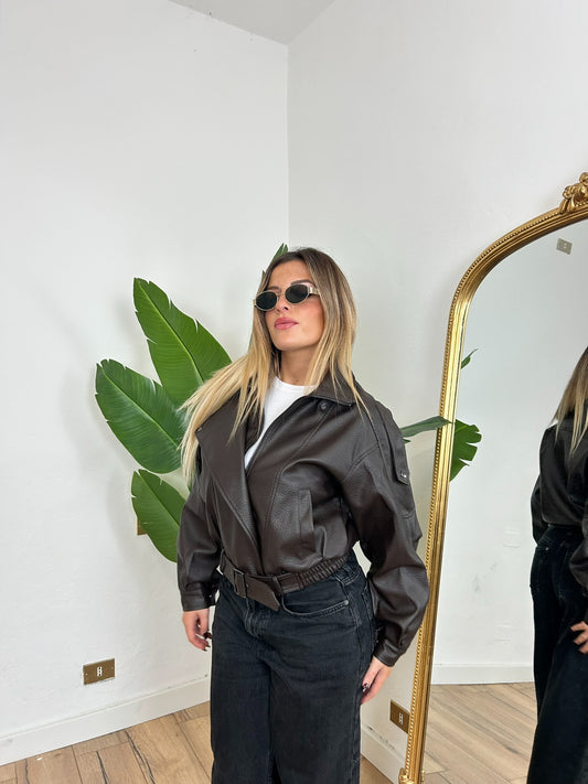 Giacca di pelle marrone