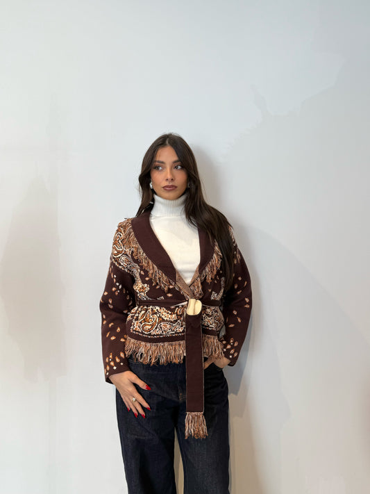 Pre order Cardigan St.Moritz corto marrone