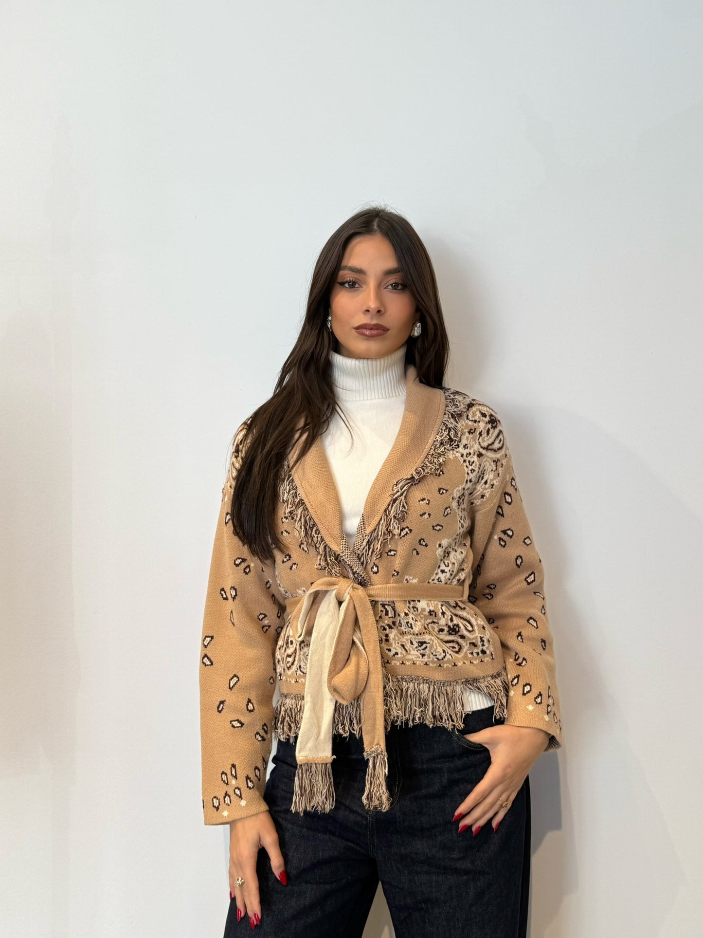 Pre order Cardigan St. Moritz corto cammello