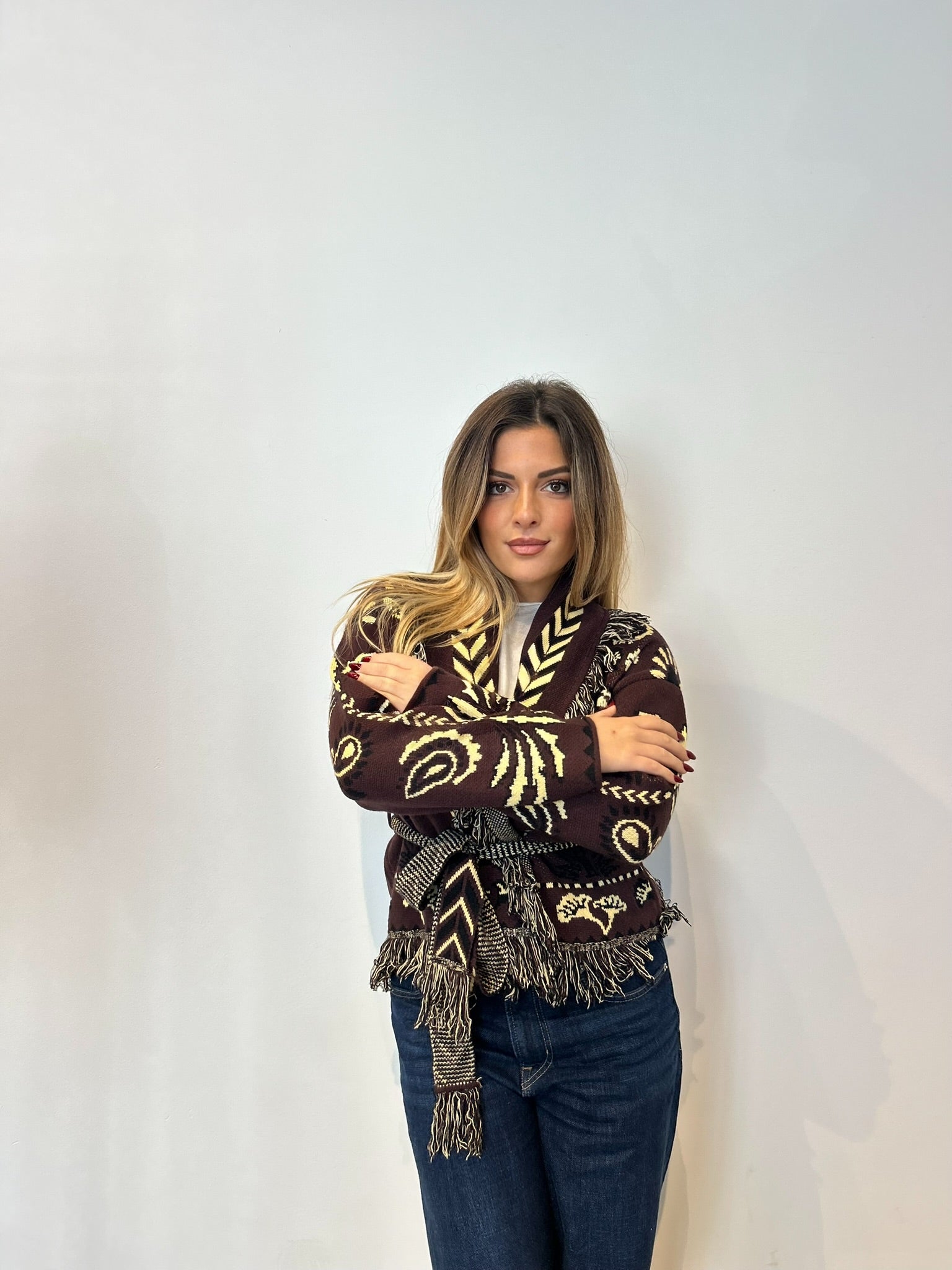 Pre order cardigan Cervinia corto marrone