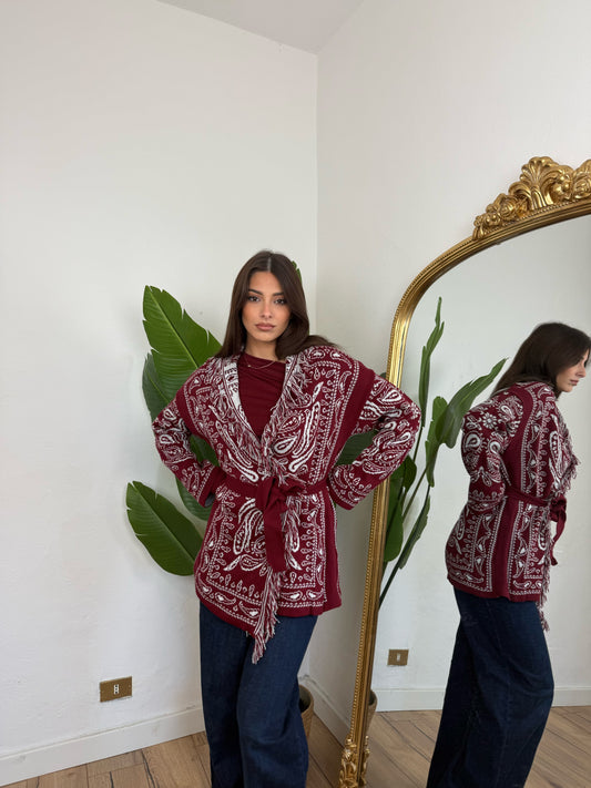 Cardigan Mexico bordeaux