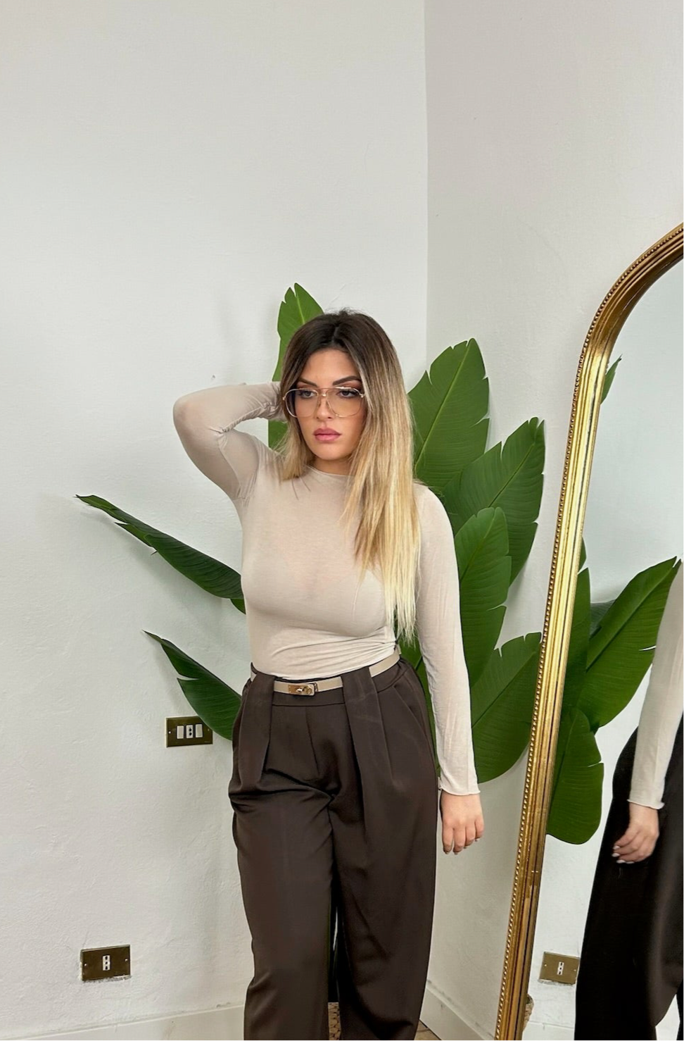 Maglia cashmere beige