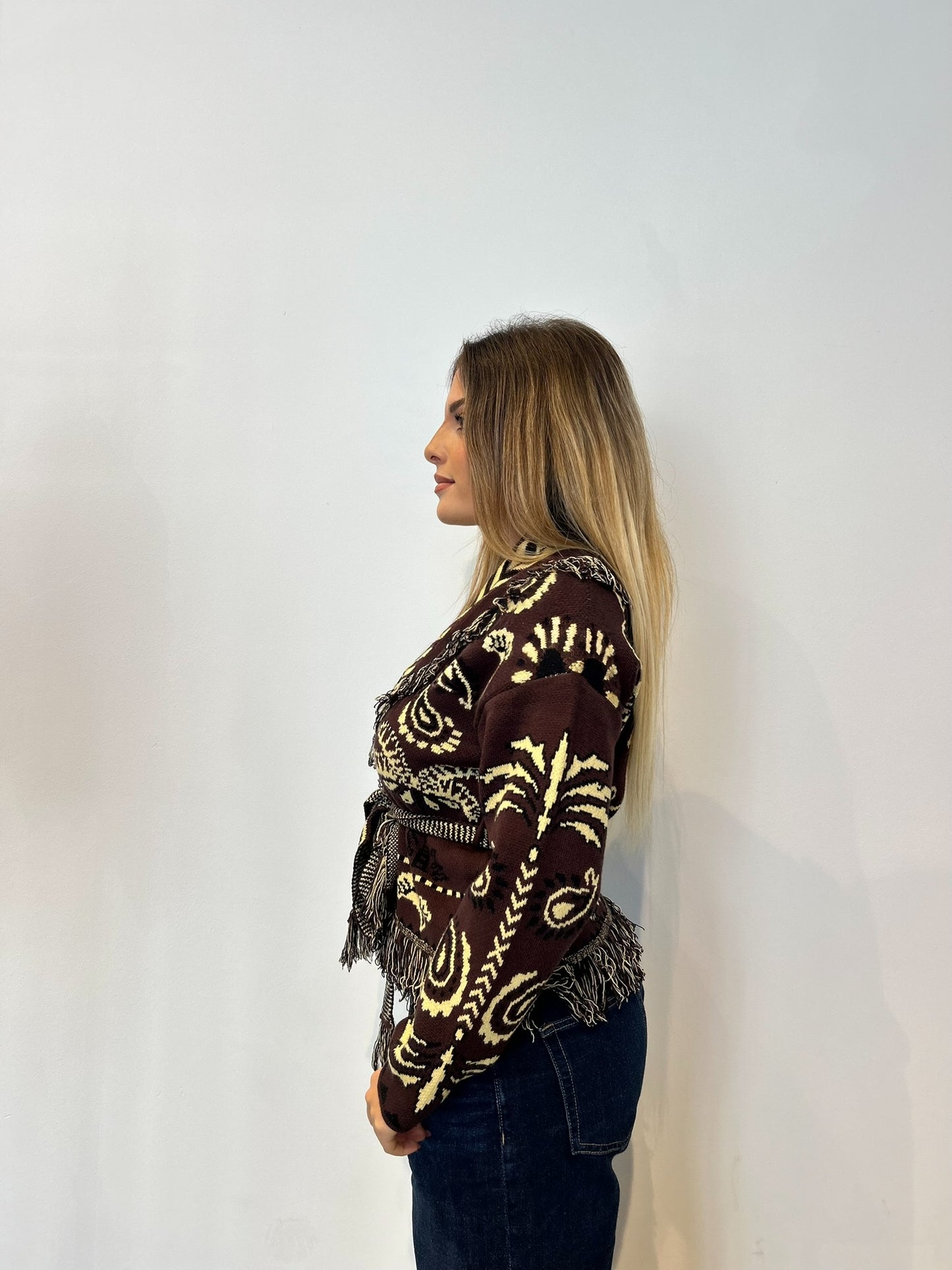 Pre order cardigan Cervinia corto marrone