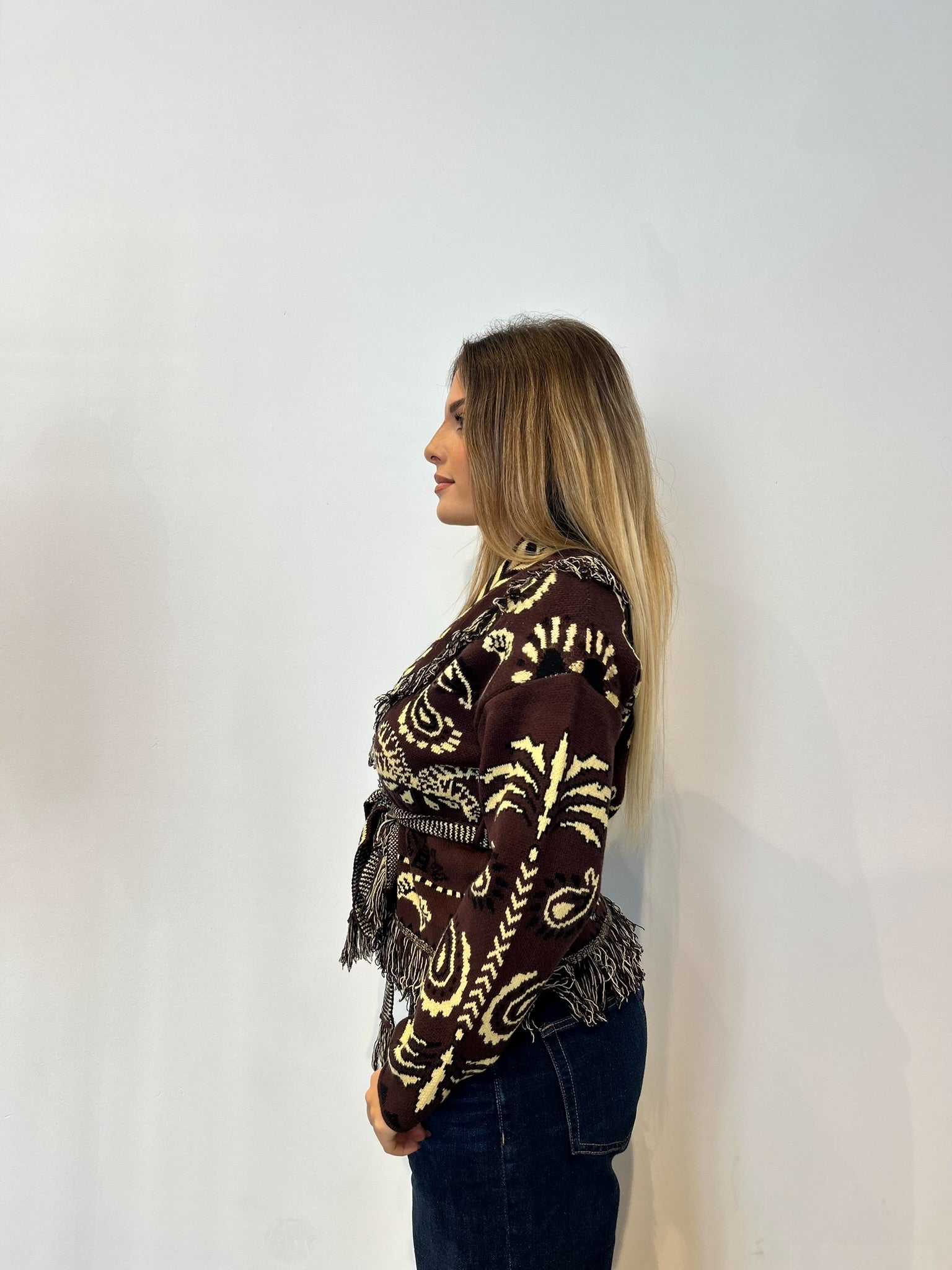 Pre order cardigan Cervinia corto marrone