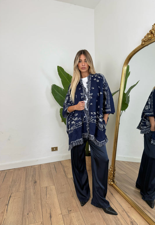 Pre order poncho bandana blu