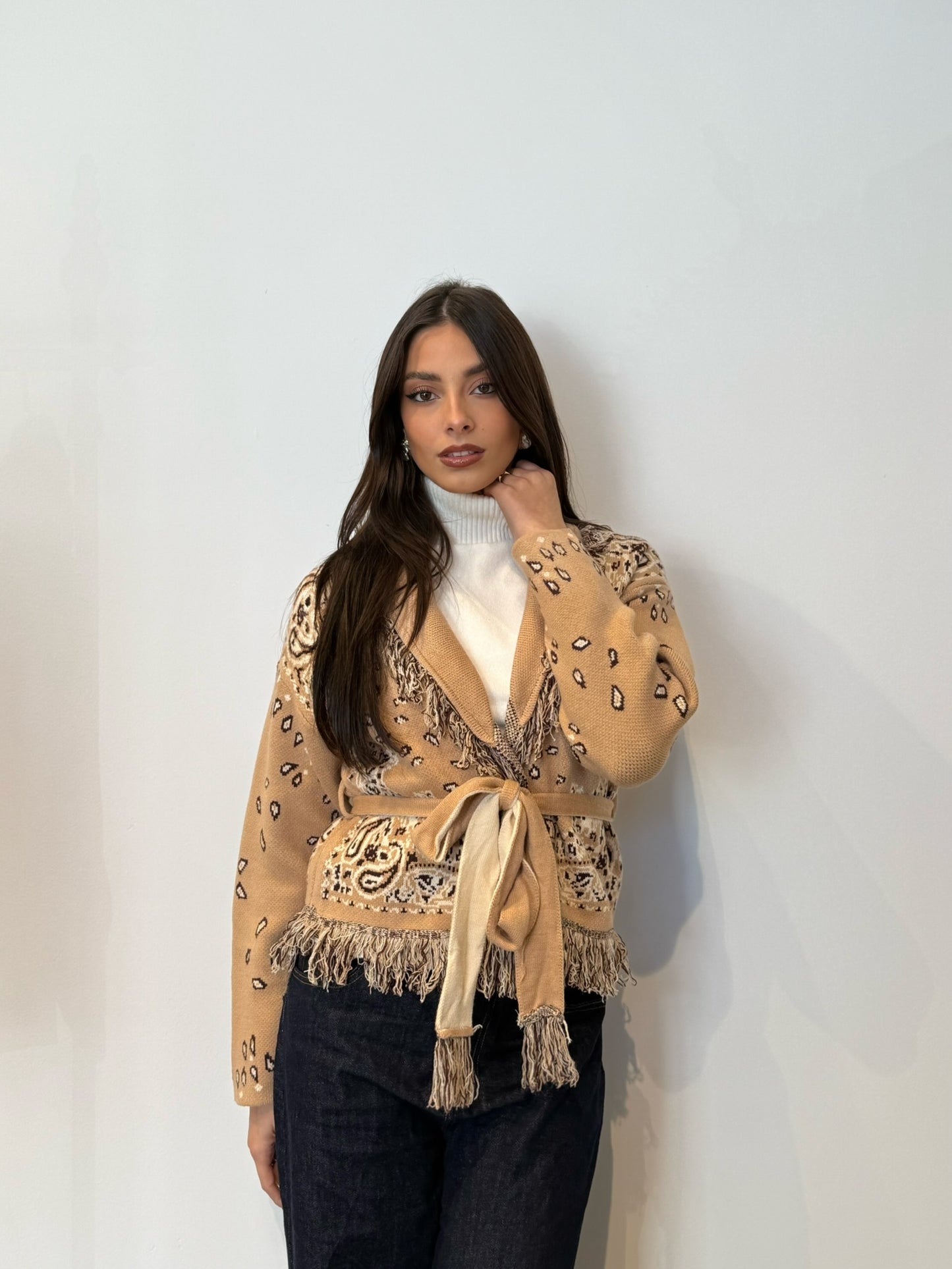 Pre order Cardigan St. Moritz corto cammello