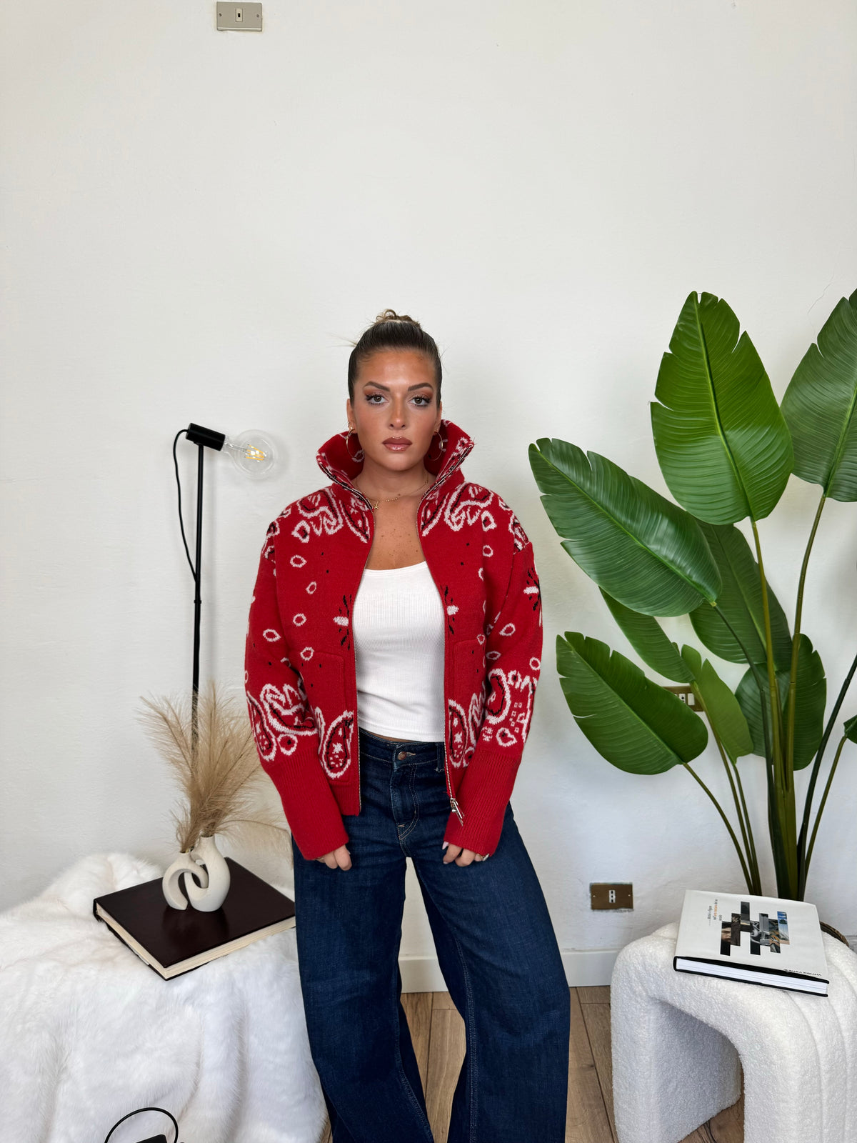 Cardigan ZIP BANDANA - rosso