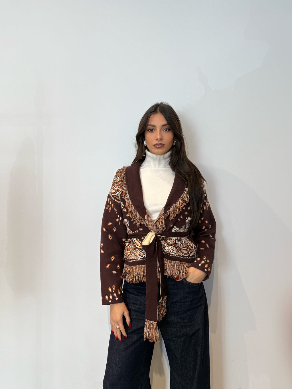 Pre order Cardigan St.Moritz corto marrone