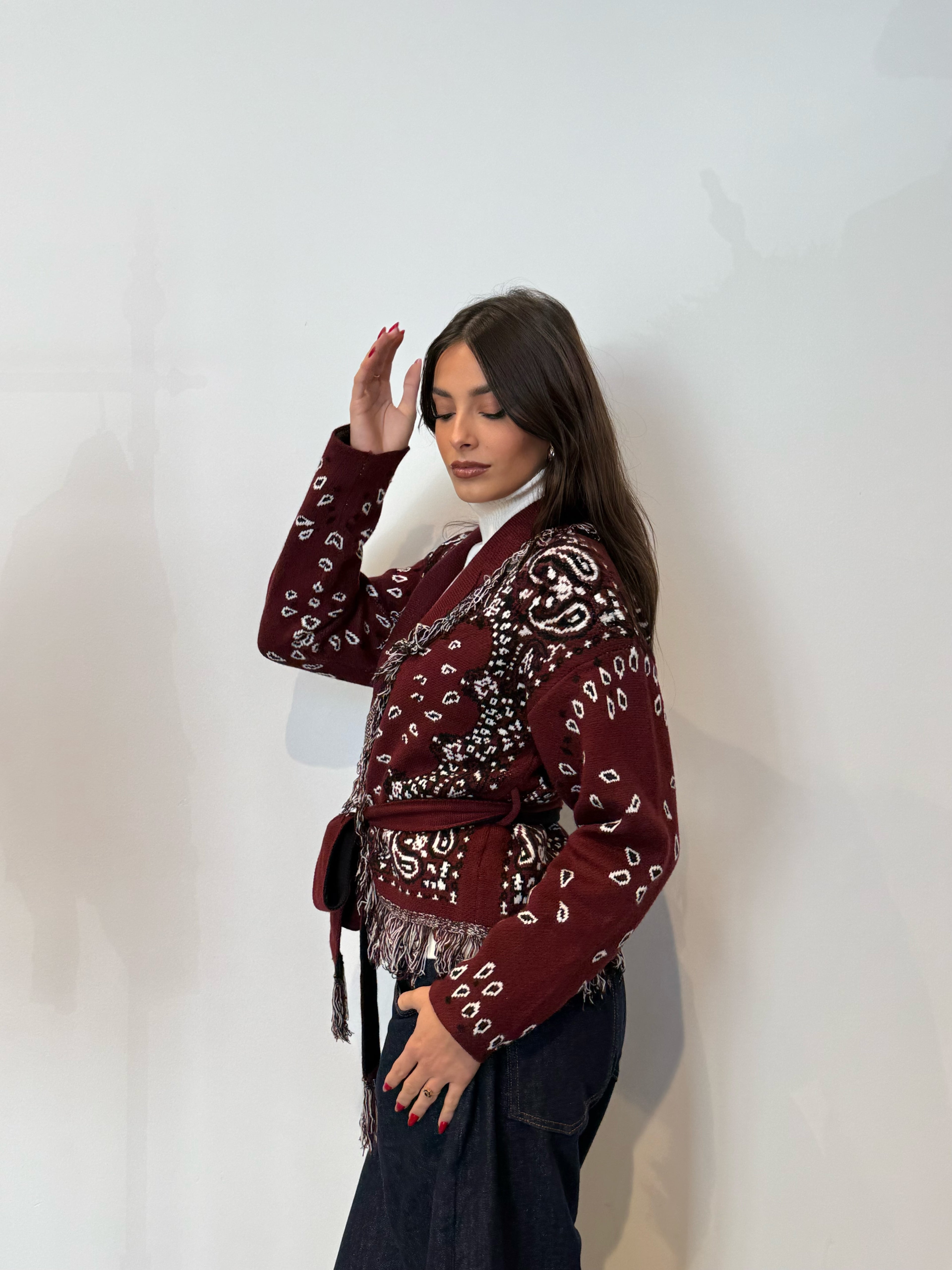 Pre order cardigan St.Moritz corto bordeaux