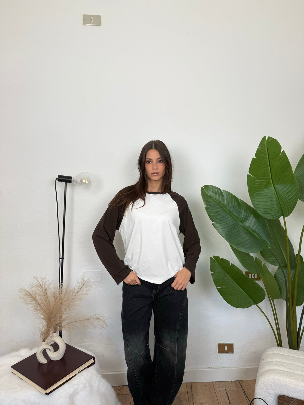 Longsleeve Baseball - marrone