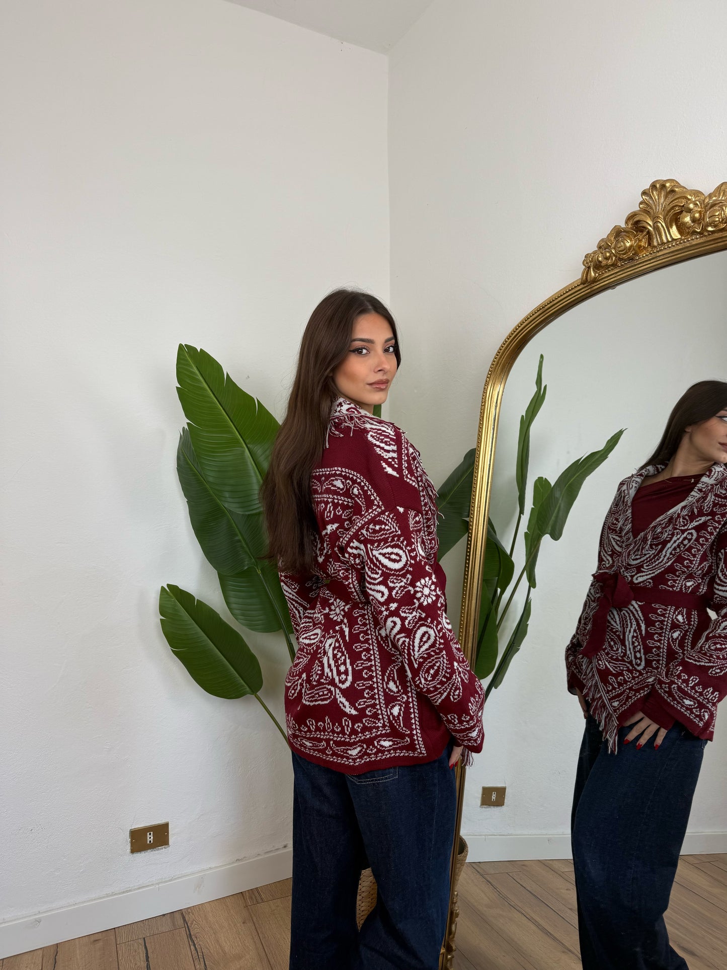 Cardigan Mexico bordeaux