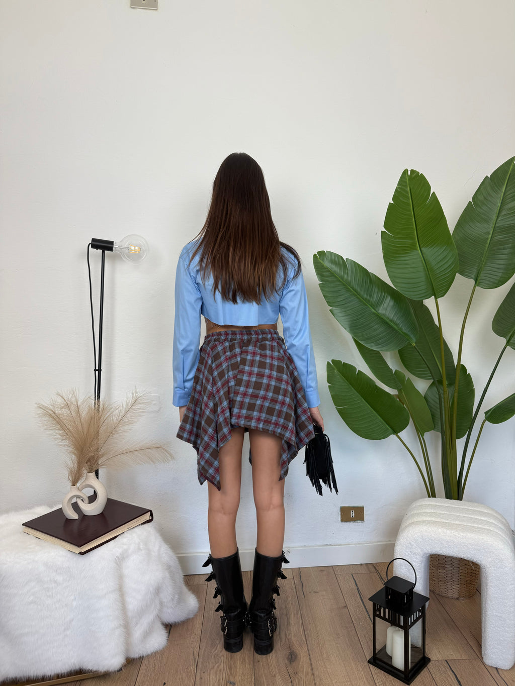 Gonna camicia - Marrone&Celeste
