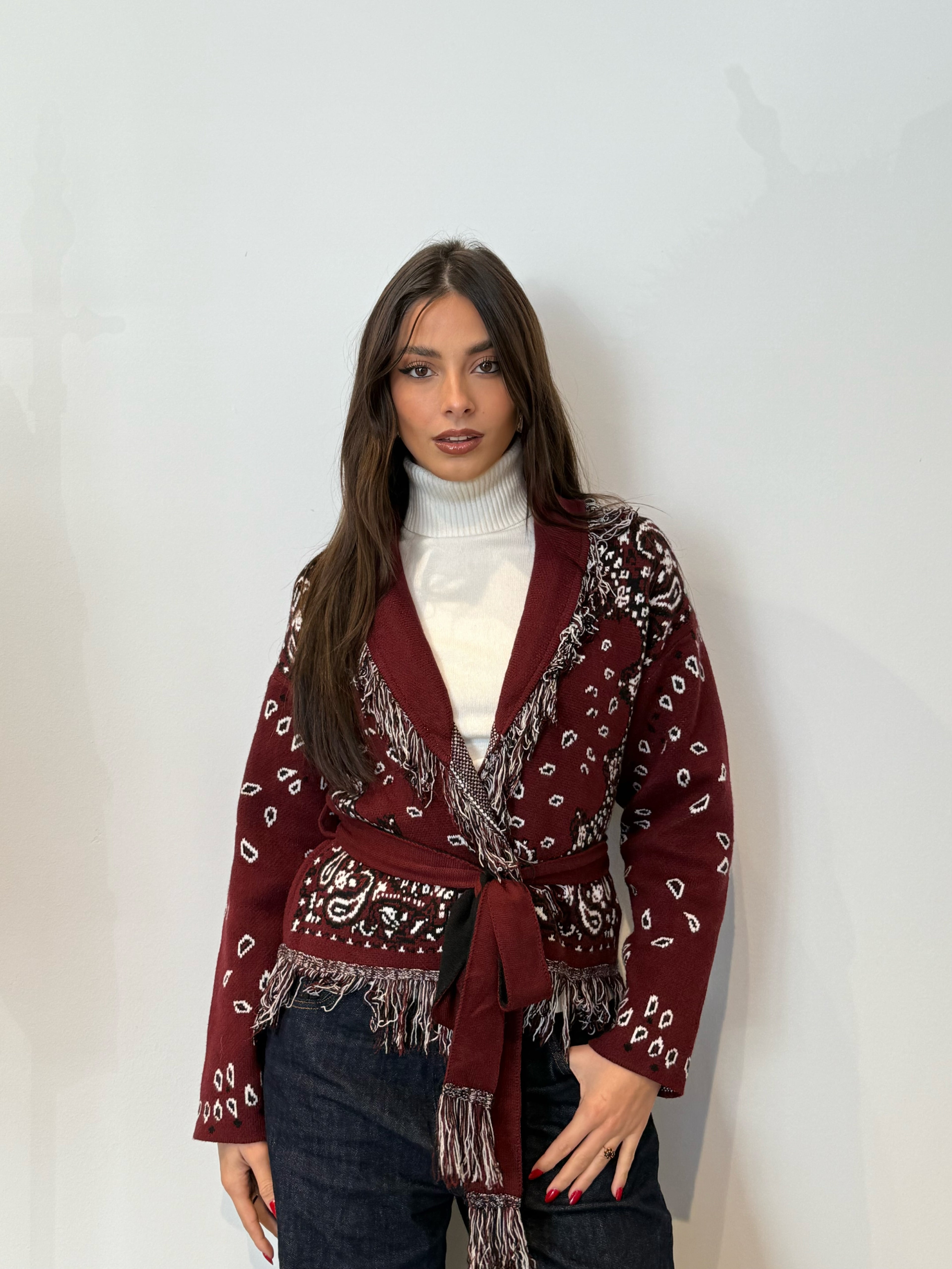 Pre order cardigan St.Moritz corto bordeaux