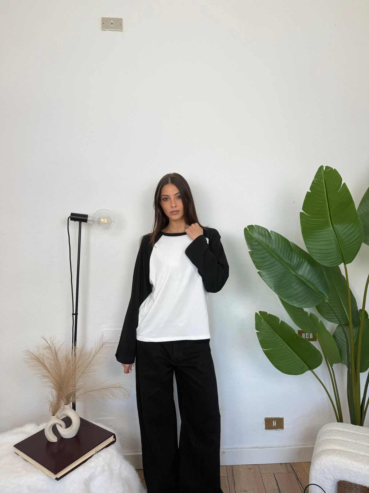 Longsleeve Baseball - nera