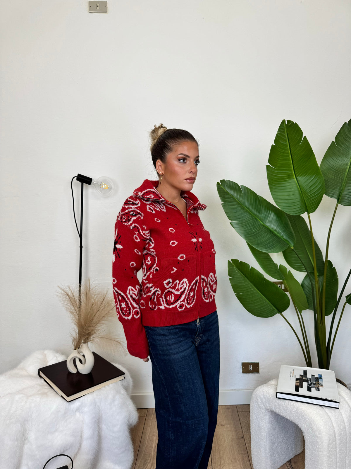 Cardigan ZIP BANDANA - rosso