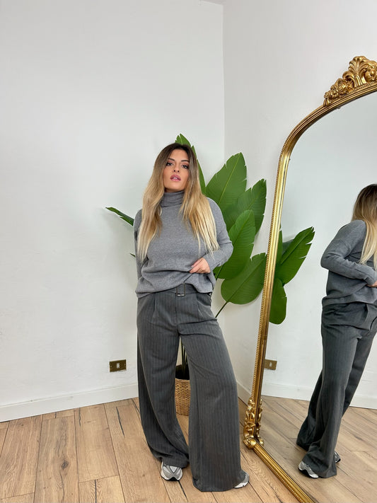 Pantalone gessato grigio