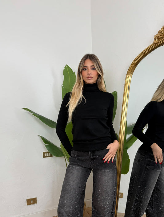 Pullover Costanza collo alto nero