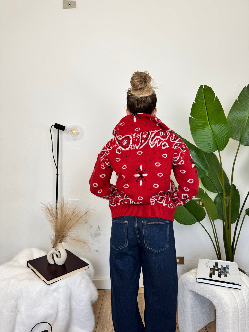 Cardigan ZIP BANDANA - rosso