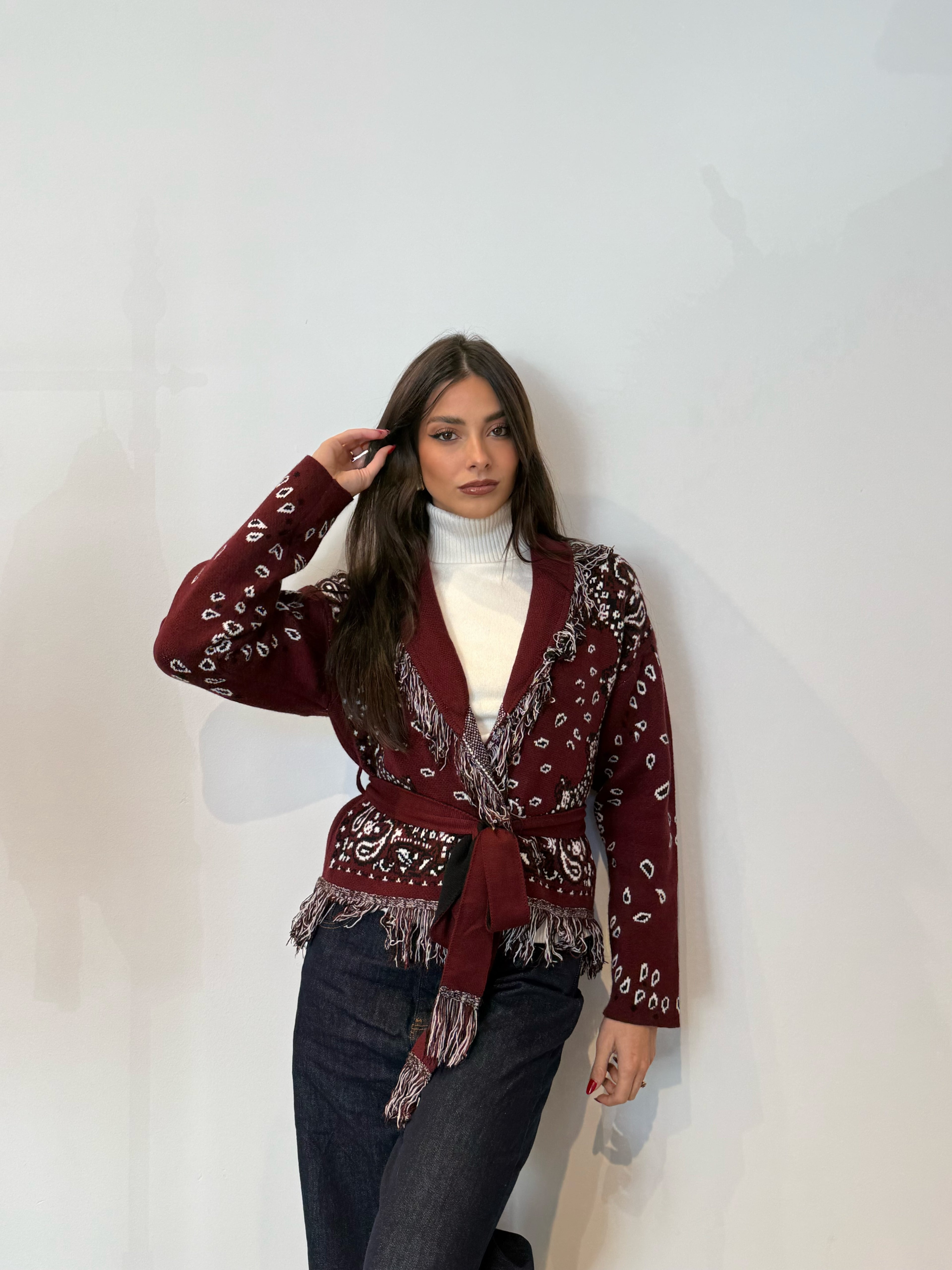 Pre order cardigan St.Moritz corto bordeaux