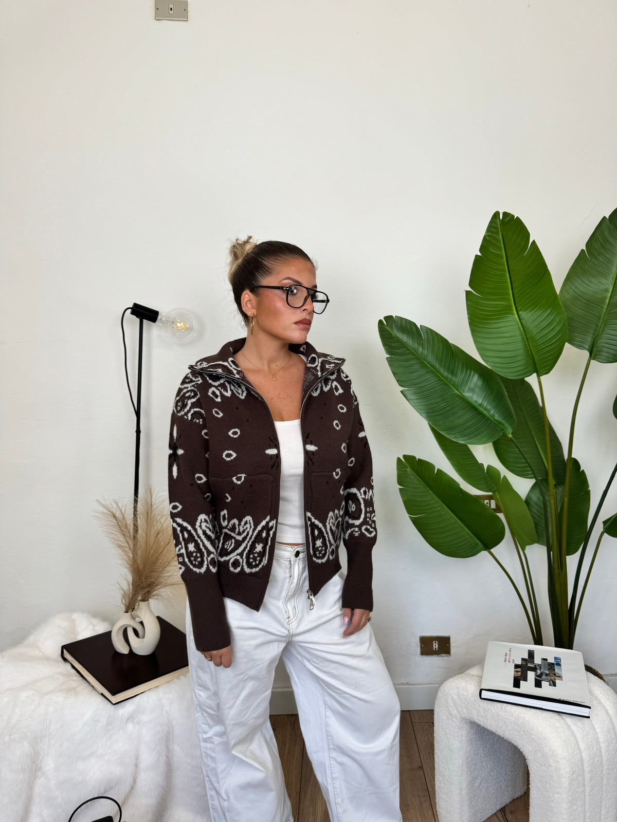 Cardigan ZIP BANDANA - marrone